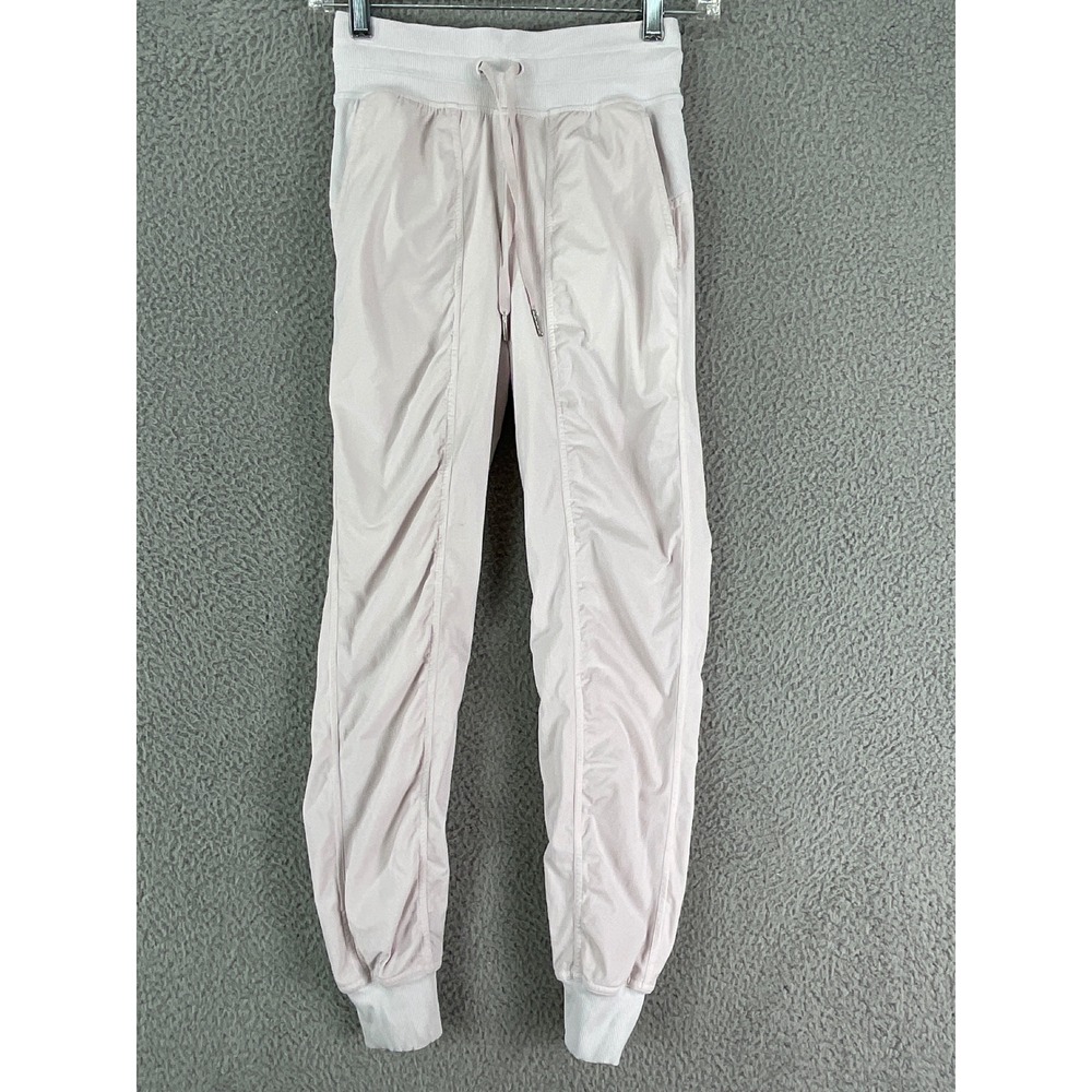 Lululemon Beyond the Studio Jogger Women 0 White Ruche Mid Rise Lined Athleisure